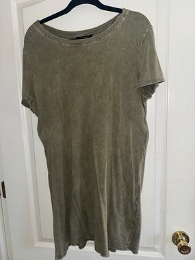 Forever 21 Washed Olive Green Short Sleeve Tee Dress